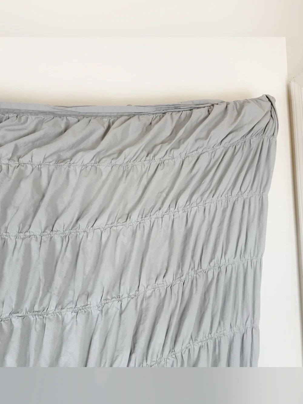 POTTERY BARN TEEN RUCHED LT GRAY 100% COTTON TWIN DUVET COVER